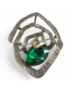 BROSZKA BROSZA PRZYPINKA "OSTRYGA" ZIELONY KAMIEŃ  LOLITA...