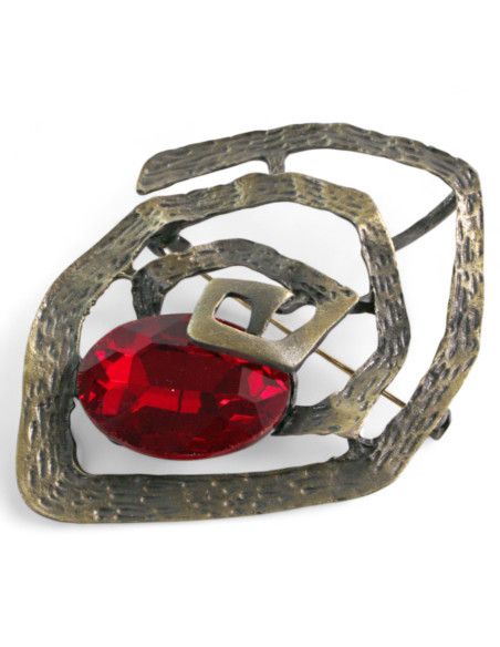 BROSZKA BROSZA PRZYPINKA "OSTRYGA" CZERWONY KAMIEŃ  LOLITA AKCESORIA