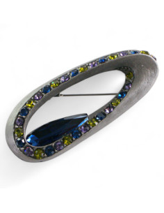 BROSZKA BROSZA PRZYPINKA "OSTRYGA" GRANATOWY KAMIEŃ...