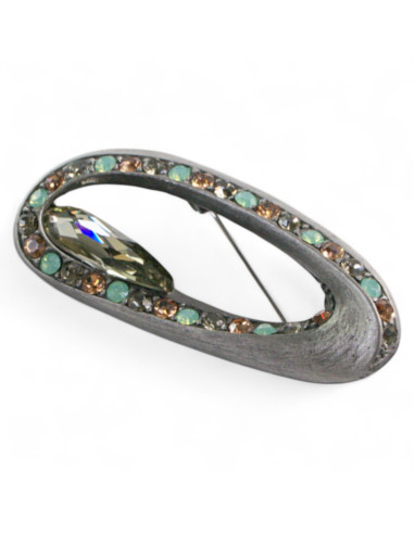 BROSZKA BROSZA PRZYPINKA "OSTRYGA" SZARY KAMIEŃ...