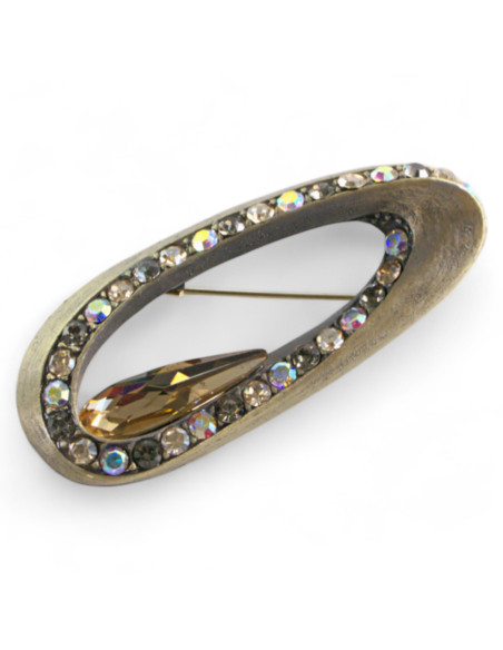 BROSZKA BROSZA PRZYPINKA "OSTRYGA" BRĄZOWY KAMIEŃ  LOLITA AKCESORIA