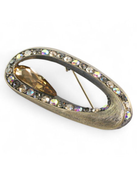 BROSZKA BROSZA PRZYPINKA "OSTRYGA" BRĄZOWY KAMIEŃ  LOLITA AKCESORIA