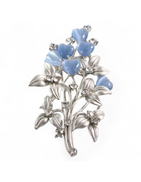 BROSZKA BROSZA SREBRNA WIĄZANKA TULIPANÓW NIEBIESKIE SERCE LOLITA AKCESORIA