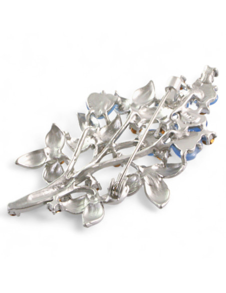 BROSZKA BROSZA SREBRNA WIĄZANKA TULIPANÓW NIEBIESKIE SERCE LOLITA AKCESORIA