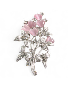 BROSZKA BROSZA SREBRNA WIĄZANKA TULIPANÓW RÓŻOWE SERCE...