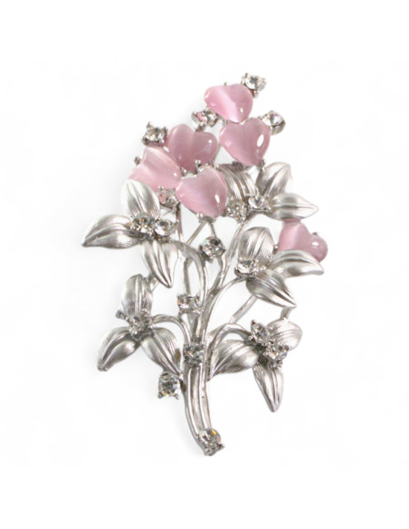 BROSZKA BROSZA SREBRNA WIĄZANKA TULIPANÓW RÓŻOWE SERCE LOLITA AKCESORIA