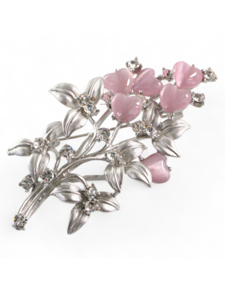 BROSZKA BROSZA SREBRNA WIĄZANKA TULIPANÓW RÓŻOWE SERCE LOLITA AKCESORIA