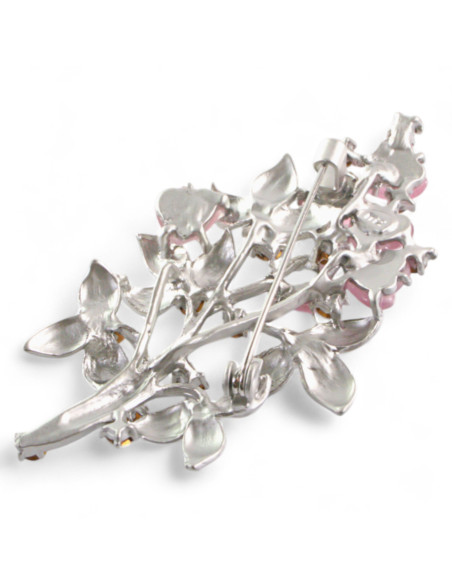 BROSZKA BROSZA SREBRNA WIĄZANKA TULIPANÓW RÓŻOWE SERCE LOLITA AKCESORIA
