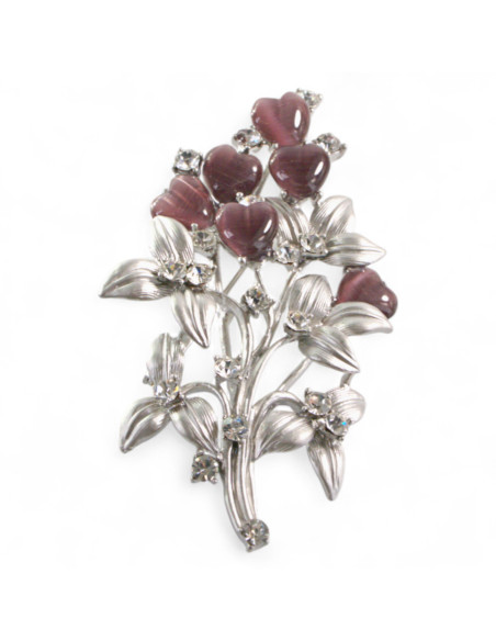 BROSZKA BROSZA SREBRNA WIĄZANKA TULIPANÓW BORDOWE SERCE LOLITA AKCESORIA