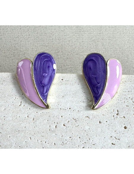 Kolczyki SERCE SERDUSZKO BOHO Lolita Accessories srebrny sztyft 925 FIOLET