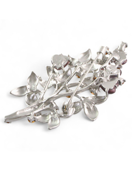 BROSZKA BROSZA SREBRNA WIĄZANKA TULIPANÓW BORDOWE SERCE LOLITA AKCESORIA