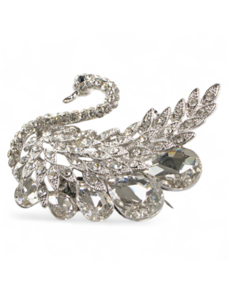 BROSZKA BROSZA  SREBRNY ŁABĘDZ Z KAMIENIAMI  LOLITA AKCESORIA