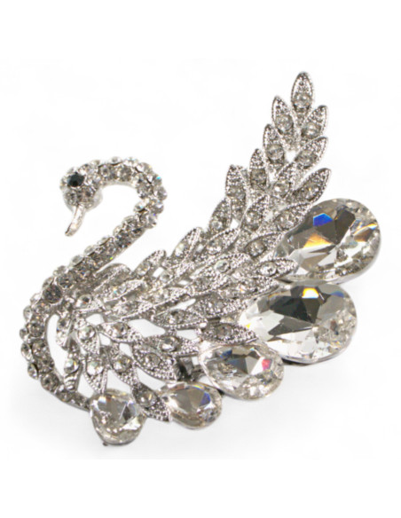 BROSZKA BROSZA  SREBRNY ŁABĘDZ Z KAMIENIAMI  LOLITA AKCESORIA