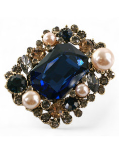 BROSZKA BROSZA WIKTORIAŃSKI MEDALION VINTAGE GRANATOWY... 2