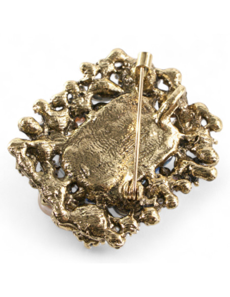 BROSZKA BROSZA WIKTORIAŃSKI MEDALION VINTAGE GRANATOWY  LOLITA AKCESORIA