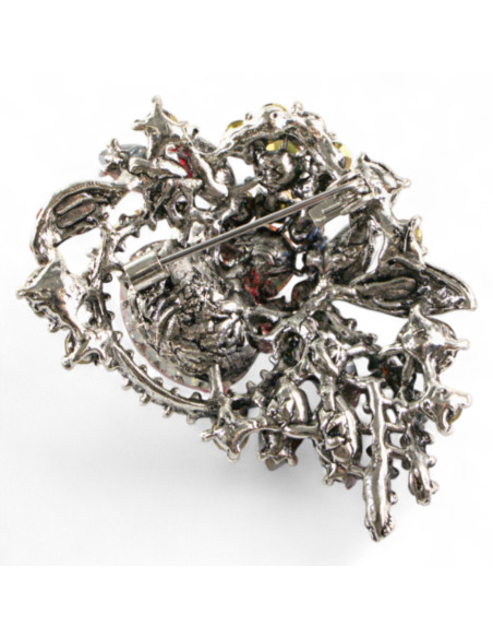 BROSZKA BROSZA KOLOROWY MEDALION WIKTORIAŃSKI  VINTAGE   LOLITA AKCESORIA