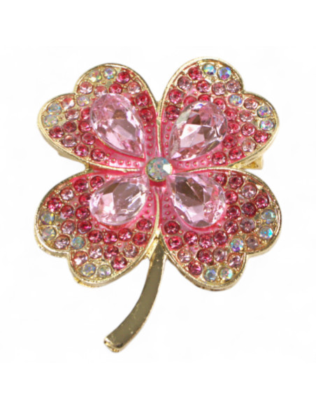 BROSZKA BROSZA CZTEROLISTNA RÓŻOWA KONICZYNA KONICZYNKA  LOLITA AKCESORIA
