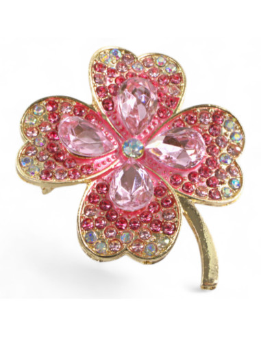 BROSZKA BROSZA CZTEROLISTNA RÓŻOWA KONICZYNA...