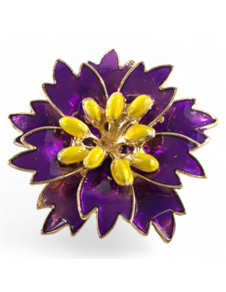 BROSZKA BROSZA EMALIOWANY FIOLETOWY KWIAT KWIATEK LOLITA AKCESORIA