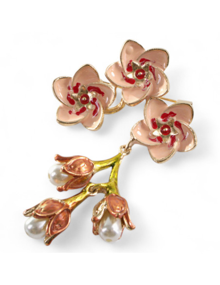 BROSZKA BROSZA EMALIOWANE  KWIATY KWIATEK Z PERŁAMI LOLITA AKCESORIA