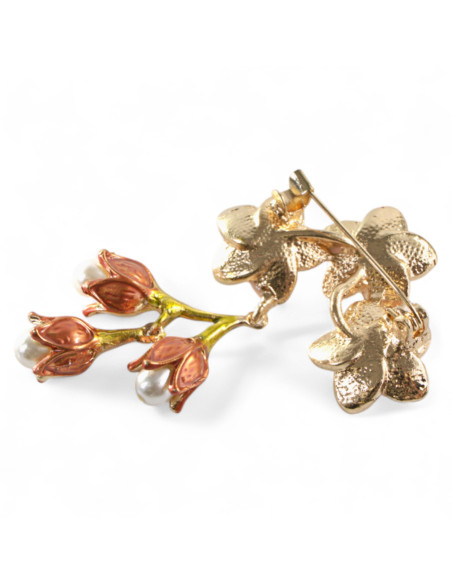 BROSZKA BROSZA EMALIOWANE  KWIATY KWIATEK Z PERŁAMI LOLITA AKCESORIA