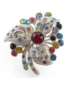BROSZKA BROSZA OKAZAŁY SREBRNY  KWIAT  Z CYRKONIAMI...