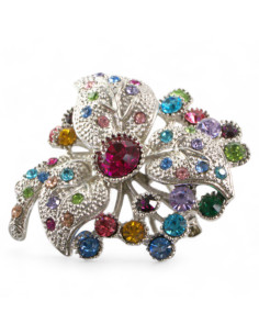 BROSZKA BROSZA OKAZAŁY SREBRNY  KWIAT  Z CYRKONIAMI... 2