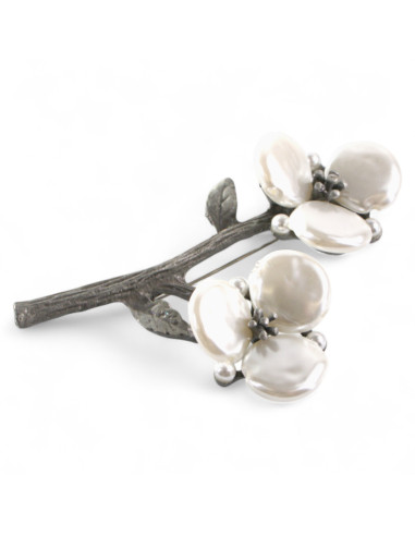 BROSZKA BROSZA PERŁOWA GAŁĄZKA BAWEŁNY PERŁOWA...