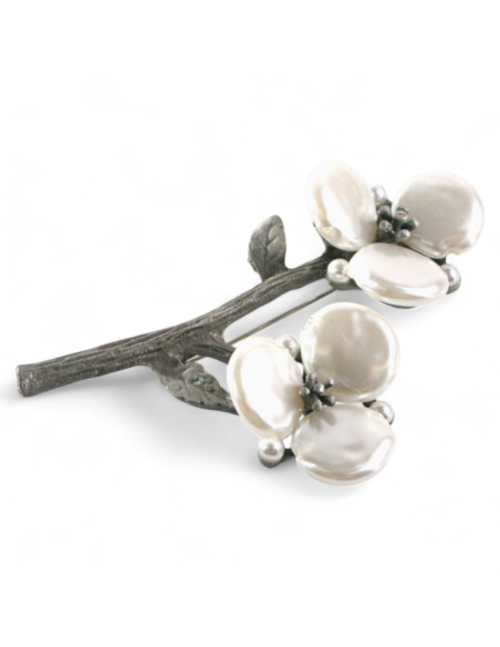 BROSZKA BROSZA PERŁOWA GAŁĄZKA BAWEŁNY PERŁOWA LOLITA AKCESORIA