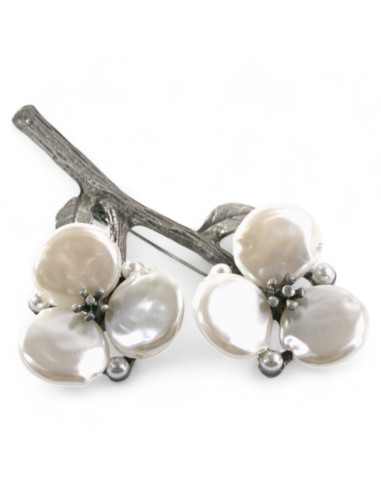 BROSZKA BROSZA PERŁOWA GAŁĄZKA BAWEŁNY PERŁOWA...