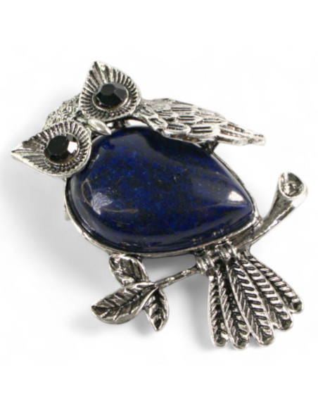 BROSZKA BROSZA GRANATOWA SOWA KAMIEŃ LOLITA AKCESORIA