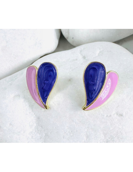 Kolczyki SERCE SERDUSZKO BOHO Lolita Accessories srebrny sztyft 925 FIOLET