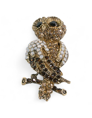 BROSZKA BROSZA BRĄZOWA  SOWA z CYRKONIAMI...