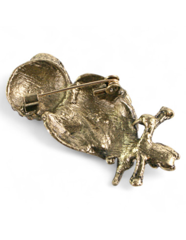 BROSZKA BROSZA BRĄZOWA  SOWA z CYRKONIAMI...