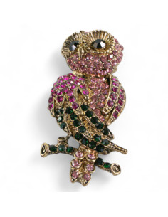 BROSZKA BROSZA RÓŻOWA SOWA z CYRKONIAMI  LOLITA AKCESORIA