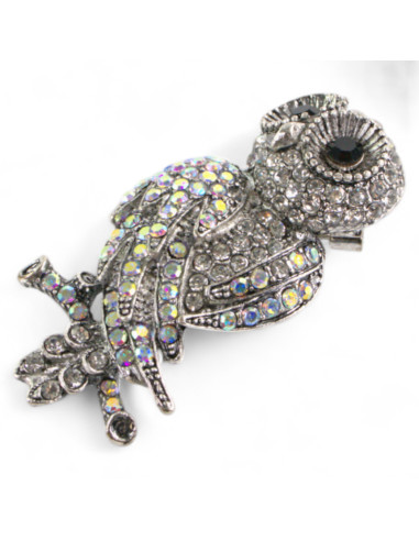 BROSZKA BROSZA SREBRNA  SOWA z CYRKONIAMI...