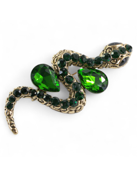 BROSZKA BROSZA ZIELONY WĄZ Z CYRKONIAMI   LOLITA AKCESORIA