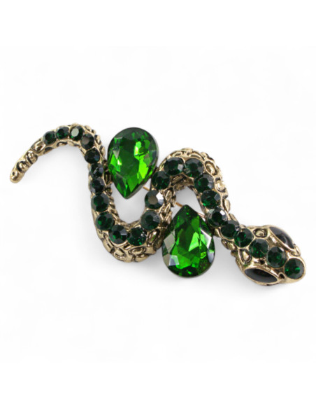 BROSZKA BROSZA ZIELONY WĄZ Z CYRKONIAMI   LOLITA AKCESORIA