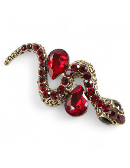 BROSZKA BROSZA CZERWONY WĄZ Z CYRKONIAMI   LOLITA AKCESORIA