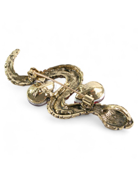 BROSZKA BROSZA CZERWONY WĄZ Z CYRKONIAMI   LOLITA AKCESORIA