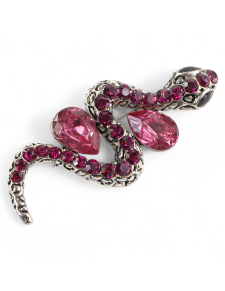 BROSZKA BROSZA RÓZOWY WĄZ Z CYRKONIAMI   LOLITA AKCESORIA