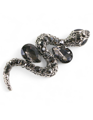 BROSZKA BROSZA GRAFITOWY  WĄZ Z CYRKONIAMI...