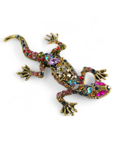 BROSZKA BROSZA KOLOROWA JASZCZURKA Z CYRKONIAMI   LOLITA...