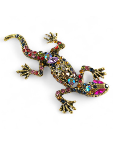 BROSZKA BROSZA KOLOROWA JASZCZURKA Z CYRKONIAMI...