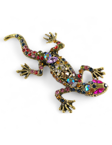 BROSZKA BROSZA KOLOROWA JASZCZURKA Z CYRKONIAMI   LOLITA AKCESORIA