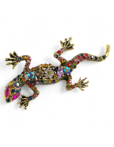 BROSZKA BROSZA KOLOROWA JASZCZURKA Z CYRKONIAMI...