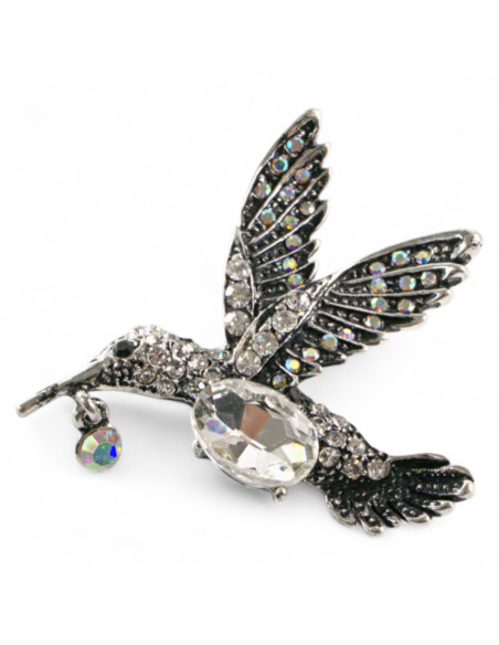 BROSZKA BROSZA PTAK SREBRNY PTASZEK KOLIBER  LOLITA AKCESORIA