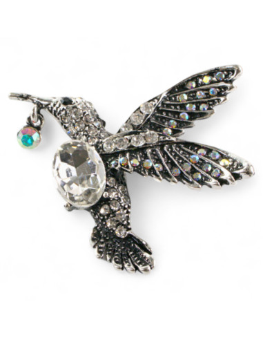 BROSZKA BROSZA PTAK SREBRNY PTASZEK KOLIBER...