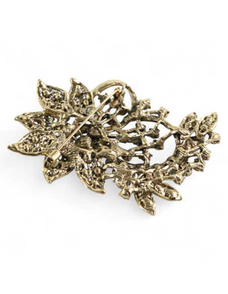 BROSZKA BROSZA DUŻY KWIAT STARE ZŁOTO VINTAGE LOLITA AKCESORIA