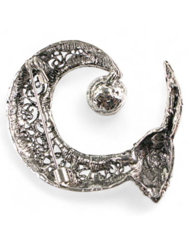 BROSZKA BROSZA WIKTORIAŃSKI AŻUROWY  KSIĘŻYC Z...